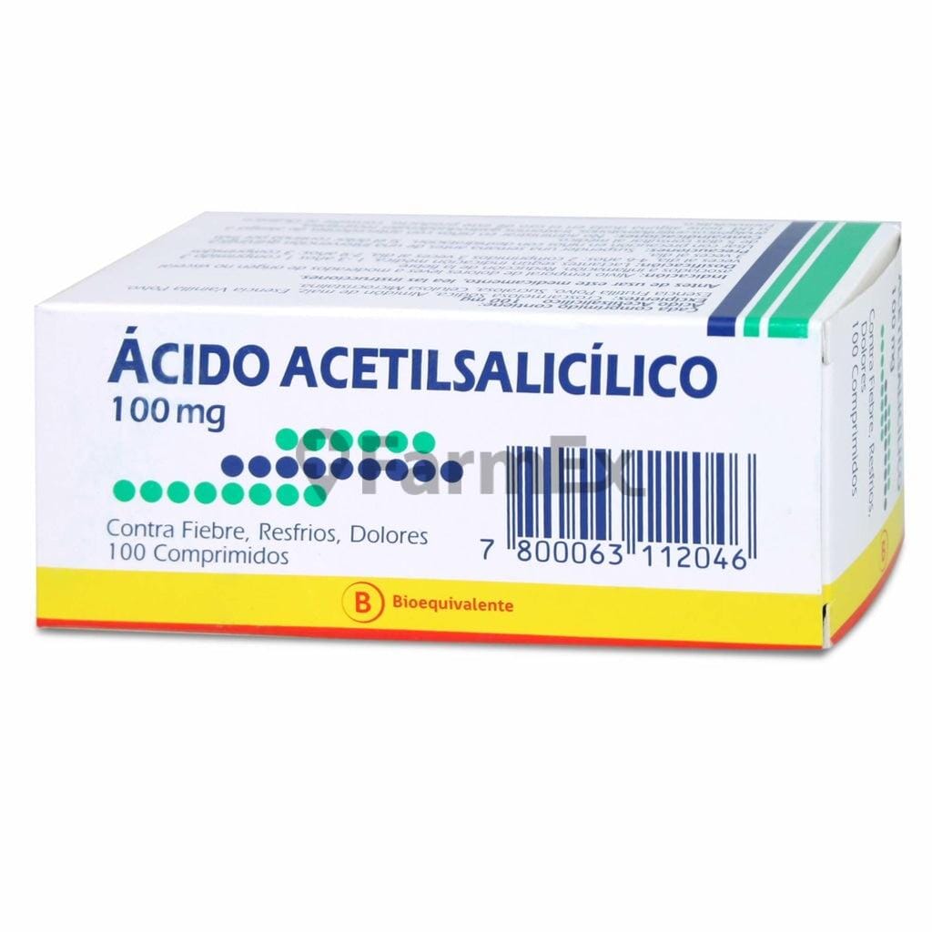 Acido Acetilsalicílico 100 mg x 100 comprimidos Farmex-VidaTres-Persistente